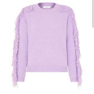 Milly Lilac Fringe Sleeve Crewneck Sweater